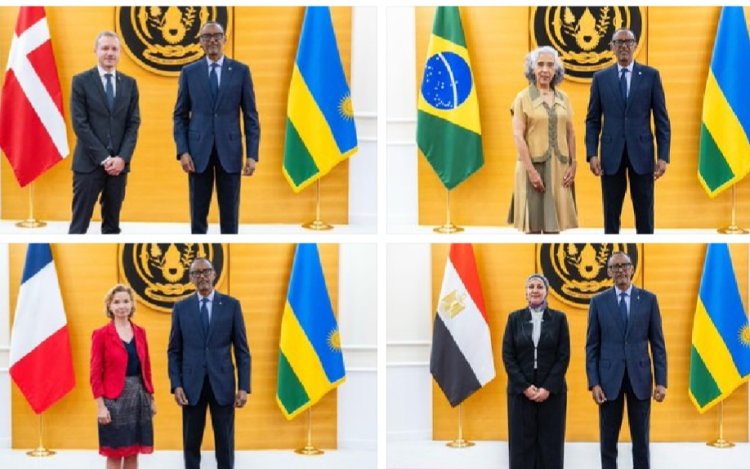 Perezida Kagame yakiriye ba ambasaderi bashya, barimo uwa Denmark  (Amafoto)