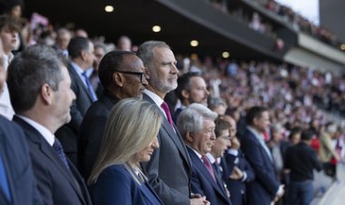 Perezida Kagame yakurikiye umukino wa UEFA Champions League wahuje Arsenal na Atlético Madrid (Amafoto)